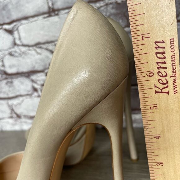 Casadei Cream Tan Patent Leather Platform Heels - Picture 8 of 15